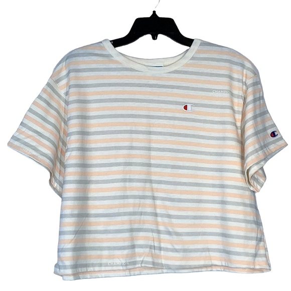 Champion 100% Cotton Stripe Cropped Top - Picture 1 of 6